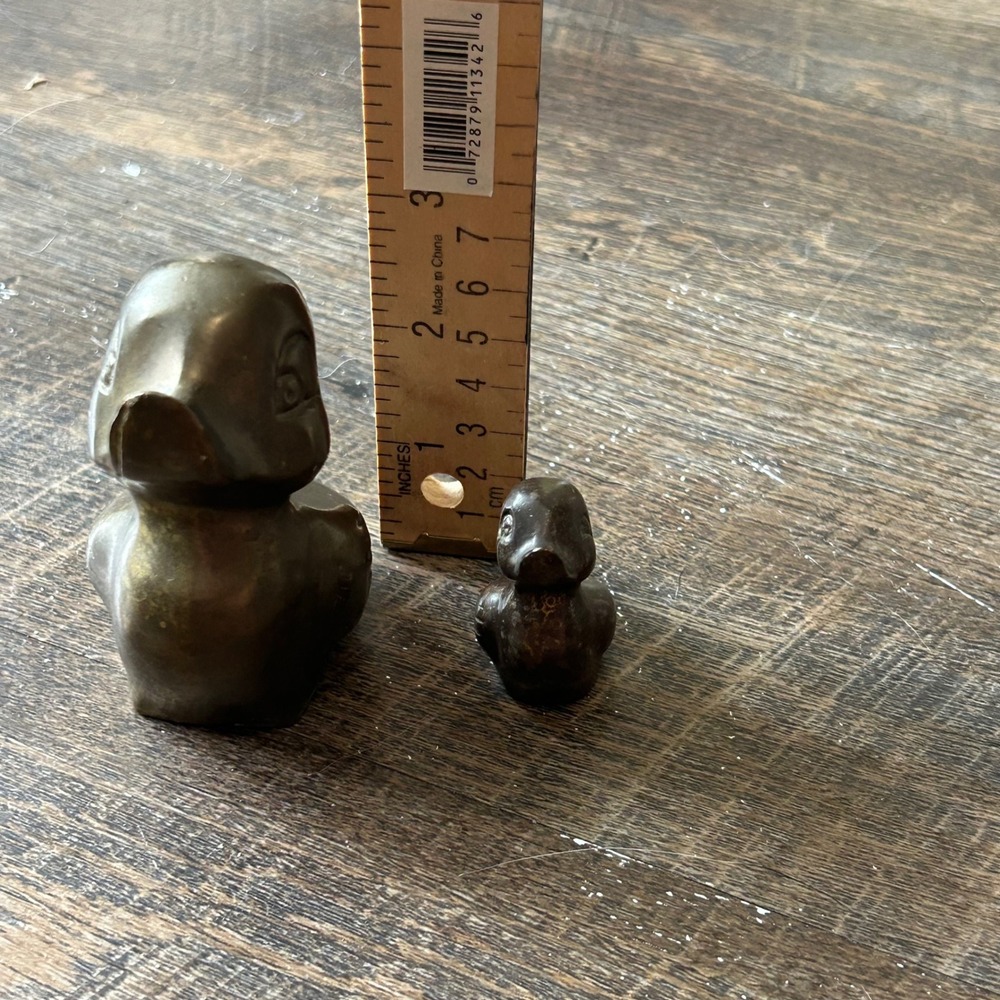 Vintage Brass Duck Figurines Set of 2 Mid Century Modern Taiwan Patina Bird - Picture 8 of 8